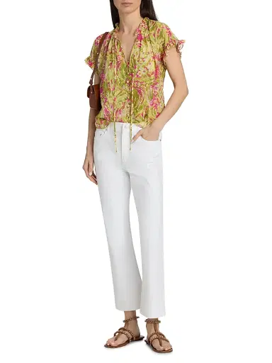 Cinq à Sept Women's Daisy Swirl Jenise Printed Tieneck Blouse | Thumbnail 2 Cinq à Sept Women's Daisy Swirl Jenise Printed Tieneck Blouse | Thumbnail 2