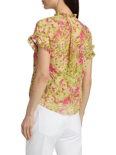 Cinq à Sept Women's Daisy Swirl Jenise Printed Tieneck Blouse | Thumbnail 5 Cinq à Sept Women's Daisy Swirl Jenise Printed Tieneck Blouse | Thumbnail 5