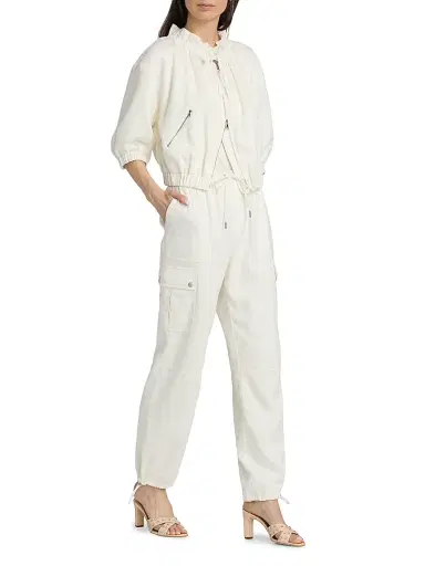 Cinq à Sept Women's Crislin Linen-Cotton Drawstring Cargo Pants - Ivory - Size XL | Thumbnail 2 Cinq à Sept Women's Crislin Linen-Cotton Drawstring Cargo Pants - Ivory - Size XL | Thumbnail 2