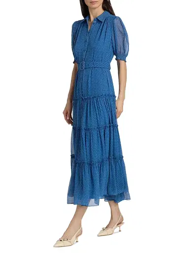 Cinq à Sept Women's Halbini Polka Dot Belted Midi-Dress - Twilight Bay | Thumbnail 2 Cinq à Sept Women's Halbini Polka Dot Belted Midi-Dress - Twilight Bay | Thumbnail 2