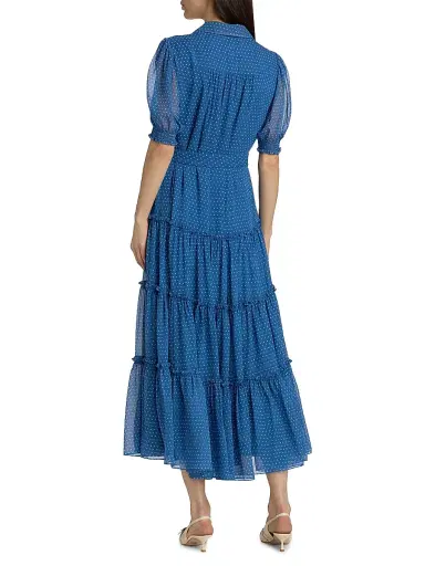 Cinq à Sept Women's Halbini Polka Dot Belted Midi-Dress - Twilight Bay | Thumbnail 5 Cinq à Sept Women's Halbini Polka Dot Belted Midi-Dress - Twilight Bay | Thumbnail 5
