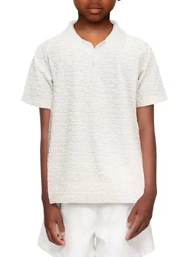 Purple Brand Little Boy's & Boy's Logo Textured Jacquard Polo Shirt - Off White | Thumbnail 1 Purple Brand Little Boy's & Boy's Logo Textured Jacquard Polo Shirt - Off White | Thumbnail 1