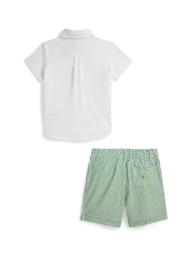 Polo Ralph Lauren Baby Boy's 2-Piece Short-Sleeve Shirt & Seersucker Shorts Set - White 9 Months | Thumbnail 2 Polo Ralph Lauren Baby Boy's 2-Piece Short-Sleeve Shirt & Seersucker Shorts Set - White 9 Months | Thumbnail 2