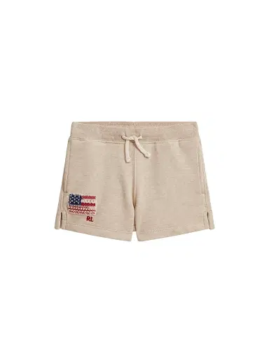 Polo Ralph Lauren Little Girl's & Girl's Cotton-Blend French Terry Shorts - Expedition Dune Heather | Thumbnail 1 Polo Ralph Lauren Little Girl's & Girl's Cotton-Blend French Terry Shorts - Expedition Dune Heather | Thumbnail 1