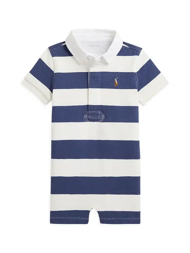 Baby's Striped Cotton Rugby Jersey Shortall - Light Navy 9 Months Baby's Striped Cotton Rugby Jersey Shortall - Light Navy 9 Months