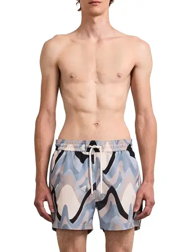 Frescobol Carioca Men's Rio Printed Swim Shorts - Coastal Blue | Thumbnail 1 Frescobol Carioca Men's Rio Printed Swim Shorts - Coastal Blue | Thumbnail 1