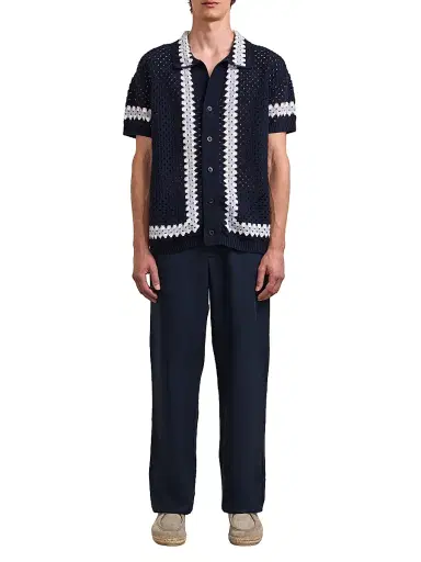 Frescobol Carioca Men's Marques Eyelet Cotton Cardigan - Navy - Size XXL | Thumbnail 2 Frescobol Carioca Men's Marques Eyelet Cotton Cardigan - Navy - Size XXL | Thumbnail 2