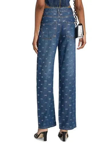 Self-Portrait Women's Printed Straight-Leg High-Rise Jeans | Thumbnail 5 Self-Portrait Women's Printed Straight-Leg High-Rise Jeans | Thumbnail 5