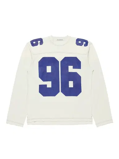 Acne Studios Men's Exfold Cotton Long-Sleeve Soccer T-Shirt - Oat Beige | Thumbnail 1 Acne Studios Men's Exfold Cotton Long-Sleeve Soccer T-Shirt - Oat Beige | Thumbnail 1