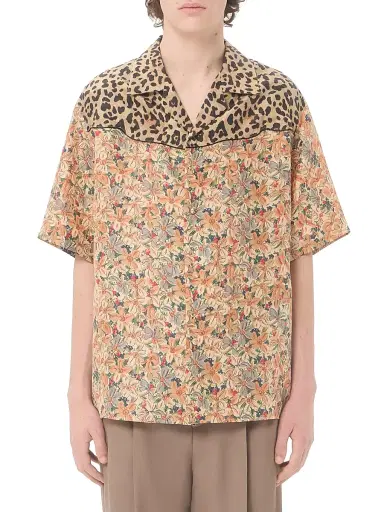 Valentino Garavani Men's Bowling Shirt in Silk Poplin and Papier Floral Prints | Thumbnail 3 Valentino Garavani Men's Bowling Shirt in Silk Poplin and Papier Floral Prints | Thumbnail 3