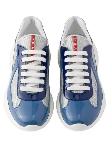 Prada Men's Patent Leather and Technical Fabric America's Cup Sneakers - Blue | Thumbnail 2 Prada Men's Patent Leather and Technical Fabric America's Cup Sneakers - Blue | Thumbnail 2