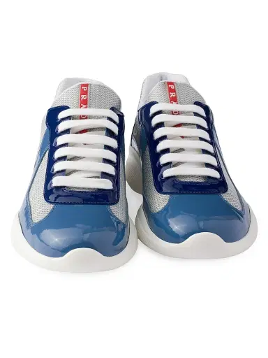 Prada Men's Patent Leather and Technical Fabric America's Cup Sneakers - Blue | Thumbnail 4 Prada Men's Patent Leather and Technical Fabric America's Cup Sneakers - Blue | Thumbnail 4