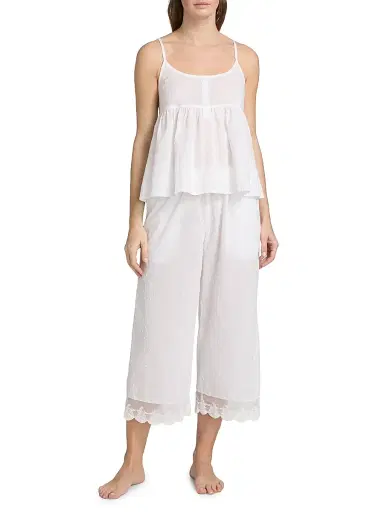 Papinelle Women's Swiss Dot Cami Crop Pajamas - White | Thumbnail 3 Papinelle Women's Swiss Dot Cami Crop Pajamas - White | Thumbnail 3