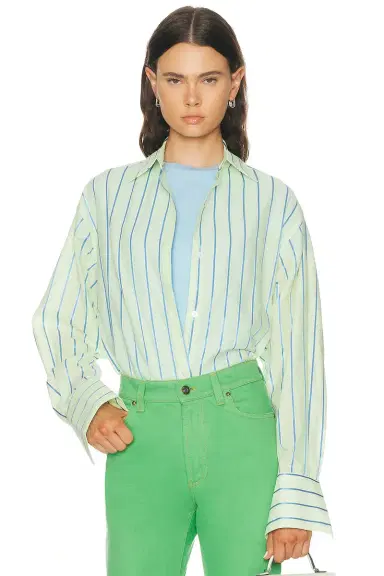 RENGGLI Stripe Boxy Long Sleeve Button Up Shirt | Thumbnail 1 RENGGLI Stripe Boxy Long Sleeve Button Up Shirt | Thumbnail 1