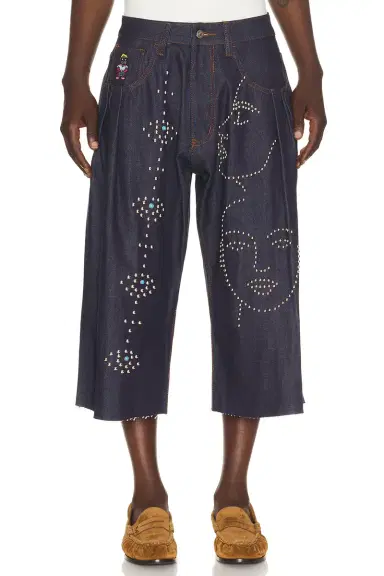 KidSuper Studded Face Plated Long Shorts | Thumbnail 1 KidSuper Studded Face Plated Long Shorts | Thumbnail 1