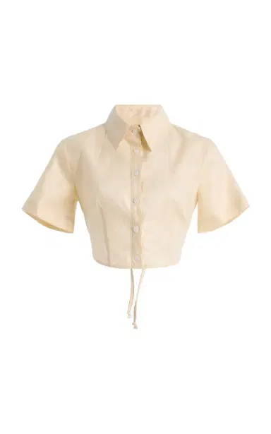 Matthew Bruch Linen Cropped Tie-Back Shirt | Thumbnail 6 Matthew Bruch Linen Cropped Tie-Back Shirt | Thumbnail 6