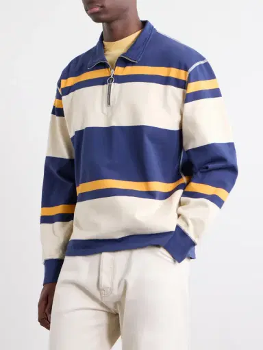 Drake's Striped Cotton-Jersey Half-Zip Polo Shirt - Men | Thumbnail 3 Drake's Striped Cotton-Jersey Half-Zip Polo Shirt - Men | Thumbnail 3