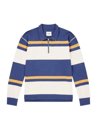 Drake's Striped Cotton-Jersey Half-Zip Polo Shirt - Men | Thumbnail 1 Drake's Striped Cotton-Jersey Half-Zip Polo Shirt - Men | Thumbnail 1