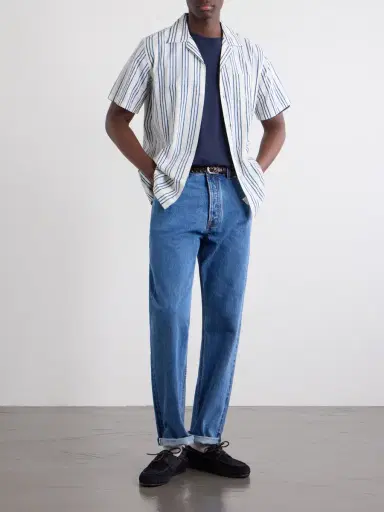 Drake's Camp-Collar Striped Cotton-Poplin Shirt - Men | Thumbnail 2 Drake's Camp-Collar Striped Cotton-Poplin Shirt - Men | Thumbnail 2
