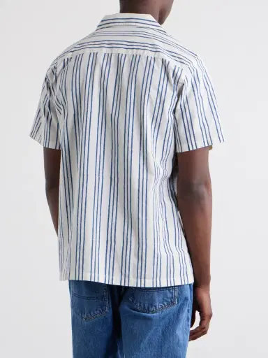 Drake's Camp-Collar Striped Cotton-Poplin Shirt - Men | Thumbnail 4 Drake's Camp-Collar Striped Cotton-Poplin Shirt - Men | Thumbnail 4