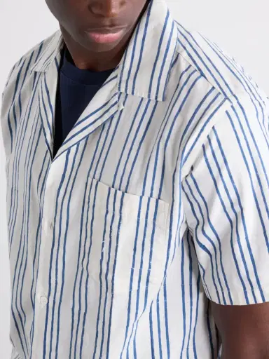 Drake's Camp-Collar Striped Cotton-Poplin Shirt - Men | Thumbnail 5 Drake's Camp-Collar Striped Cotton-Poplin Shirt - Men | Thumbnail 5