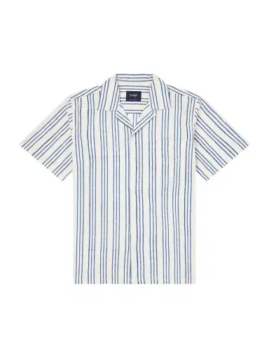 Drake's Camp-Collar Striped Cotton-Poplin Shirt - Men | Thumbnail 1 Drake's Camp-Collar Striped Cotton-Poplin Shirt - Men | Thumbnail 1