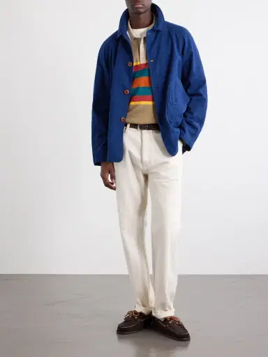 Drake's Striped Linen and Cotton-Blend Polo Shirt - Men | Thumbnail 2 Drake's Striped Linen and Cotton-Blend Polo Shirt - Men | Thumbnail 2