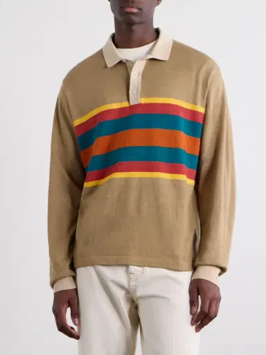 Drake's Striped Linen and Cotton-Blend Polo Shirt - Men | Thumbnail 3 Drake's Striped Linen and Cotton-Blend Polo Shirt - Men | Thumbnail 3