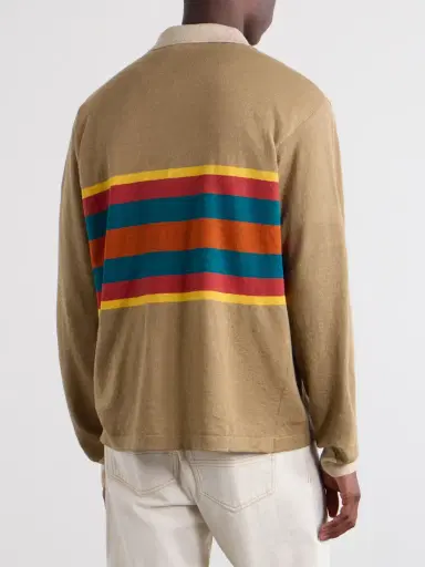 Drake's Striped Linen and Cotton-Blend Polo Shirt - Men | Thumbnail 4 Drake's Striped Linen and Cotton-Blend Polo Shirt - Men | Thumbnail 4