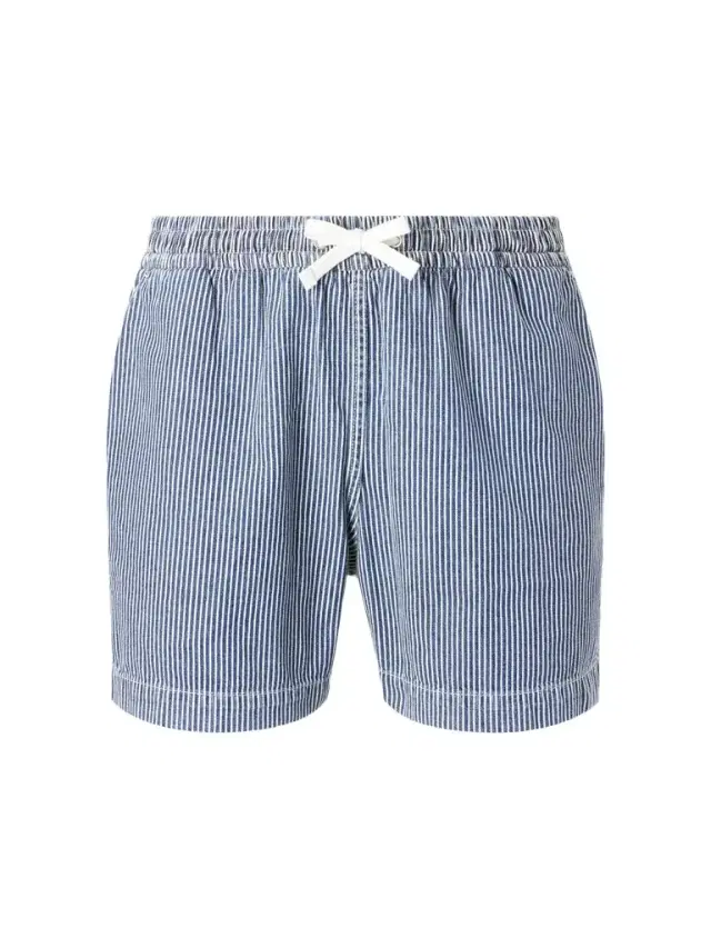 Straight-Leg Striped Cotton Drawstring Shorts - Men Straight-Leg Striped Cotton Drawstring Shorts - Men