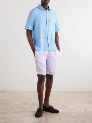 Vilebrequin Straight-Leg Garment-Dyed Linen Shorts - Men | Thumbnail 2 Vilebrequin Straight-Leg Garment-Dyed Linen Shorts - Men | Thumbnail 2
