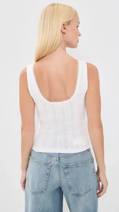 GOOD AMERICAN The Pointelle Button Down Tank White001 | Thumbnail 3 GOOD AMERICAN The Pointelle Button Down Tank White001 | Thumbnail 3
