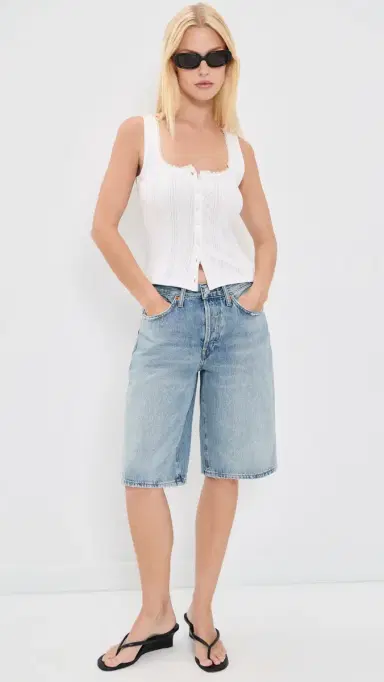 GOOD AMERICAN The Pointelle Button Down Tank White001 | Thumbnail 5 GOOD AMERICAN The Pointelle Button Down Tank White001 | Thumbnail 5