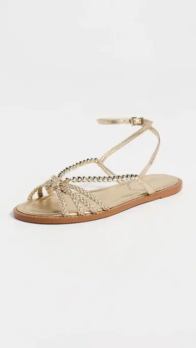 Schutz Adele Glam Flat Sandals Platina 5 | Thumbnail 2 Schutz Adele Glam Flat Sandals Platina 5 | Thumbnail 2