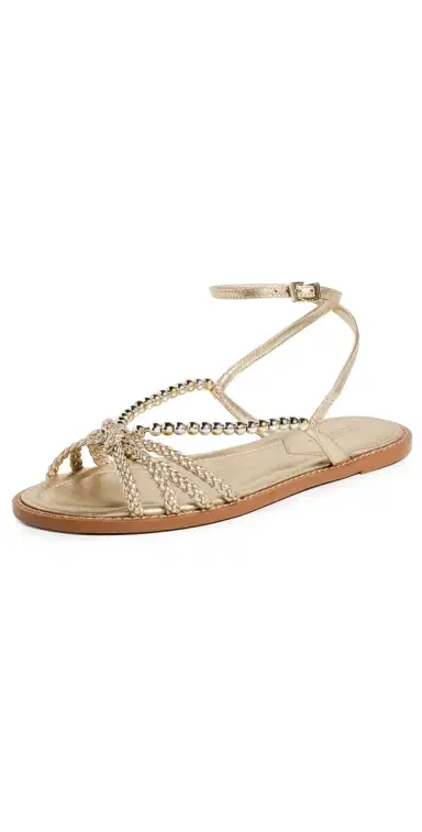 Schutz Adele Glam Flat Sandals Platina 5 | Thumbnail 1 Schutz Adele Glam Flat Sandals Platina 5 | Thumbnail 1