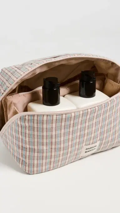 Damson Madder Large Check Wash Bag Ginger One Size | Thumbnail 4 Damson Madder Large Check Wash Bag Ginger One Size | Thumbnail 4