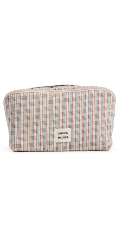 Damson Madder Large Check Wash Bag Ginger One Size | Thumbnail 1 Damson Madder Large Check Wash Bag Ginger One Size | Thumbnail 1