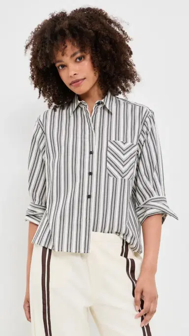 rag & bone Lucia tripe Poplin Shirt Charcoal tripe | Thumbnail 2 rag & bone Lucia tripe Poplin Shirt Charcoal tripe | Thumbnail 2