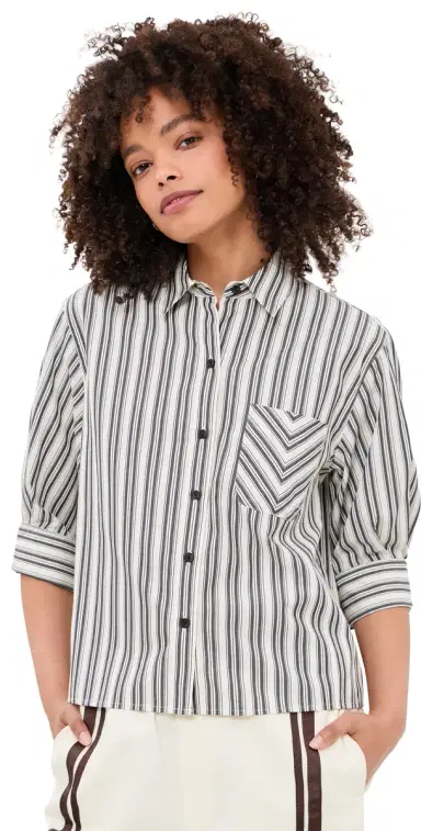 rag & bone Lucia tripe Poplin Shirt Charcoal tripe | Thumbnail 1 rag & bone Lucia tripe Poplin Shirt Charcoal tripe | Thumbnail 1