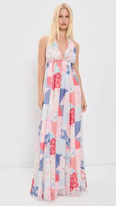 LoveShackFancy Fancy Patchwork Halterneck Dress Blueberry Sundae M/L | Thumbnail 3 LoveShackFancy Fancy Patchwork Halterneck Dress Blueberry Sundae M/L | Thumbnail 3