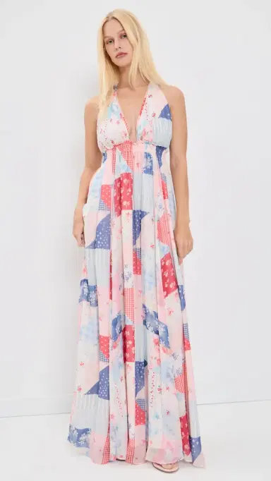LoveShackFancy Fancy Patchwork Halterneck Dress Blueberry Sundae M/L | Thumbnail 6 LoveShackFancy Fancy Patchwork Halterneck Dress Blueberry Sundae M/L | Thumbnail 6