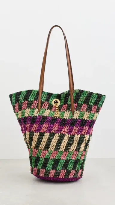 Veronica Beard Striped Raffia Tote Bag Berry Multi One Size | Thumbnail 2 Veronica Beard Striped Raffia Tote Bag Berry Multi One Size | Thumbnail 2