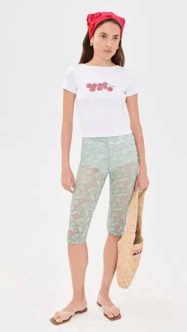 House of Aama Lace Capris Mint | Thumbnail 5 House of Aama Lace Capris Mint | Thumbnail 5