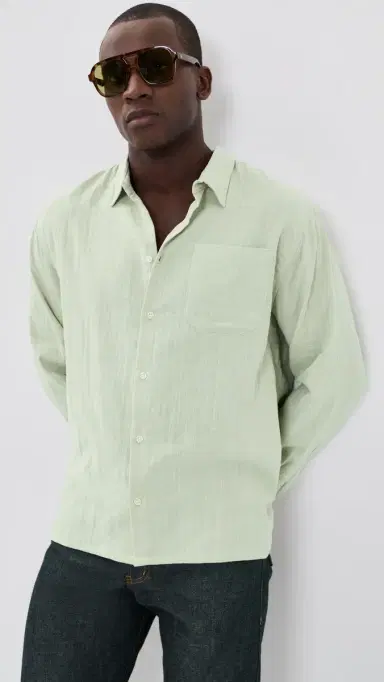 Naked & Famous Denim True Double Weave Slub Gauze Shirt Mint | Thumbnail 2 Naked & Famous Denim True Double Weave Slub Gauze Shirt Mint | Thumbnail 2