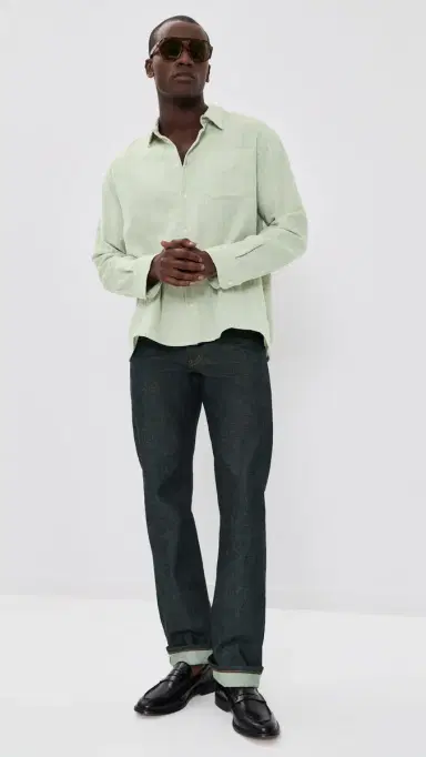 Naked & Famous Denim True Double Weave Slub Gauze Shirt Mint | Thumbnail 5 Naked & Famous Denim True Double Weave Slub Gauze Shirt Mint | Thumbnail 5