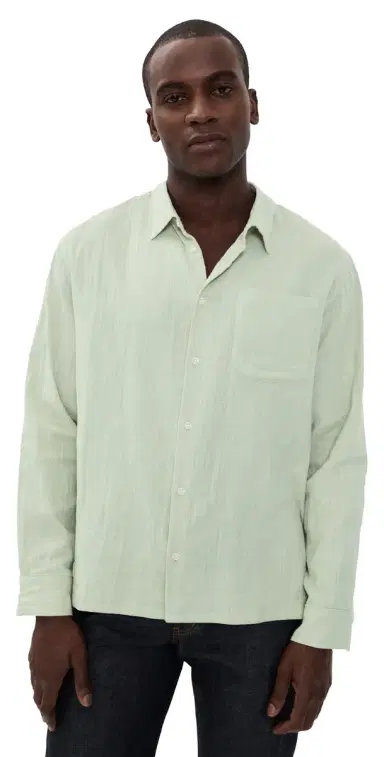 Naked & Famous Denim True Double Weave Slub Gauze Shirt Mint | Thumbnail 1 Naked & Famous Denim True Double Weave Slub Gauze Shirt Mint | Thumbnail 1