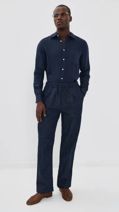 Knickerbocker Park Denim Cotton & Linen Pants Indigo | Thumbnail 5 Knickerbocker Park Denim Cotton & Linen Pants Indigo | Thumbnail 5