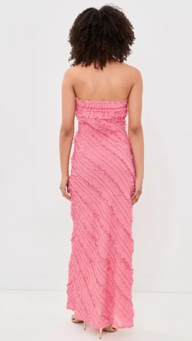 endless rose Strapless Ruffled Maxi Dress Guava | Thumbnail 3 endless rose Strapless Ruffled Maxi Dress Guava | Thumbnail 3