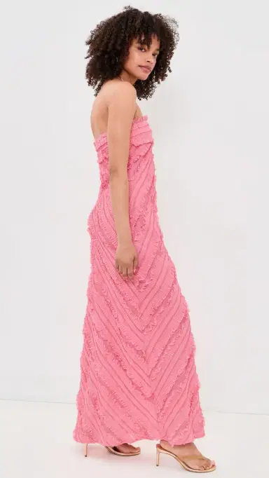 endless rose Strapless Ruffled Maxi Dress Guava | Thumbnail 4 endless rose Strapless Ruffled Maxi Dress Guava | Thumbnail 4
