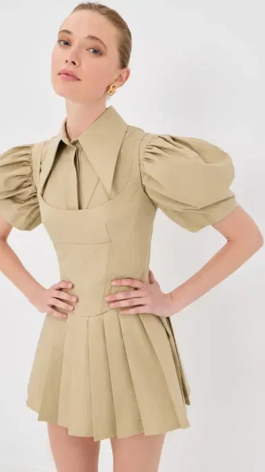 Tolu Coker Double Layered Mini kater Dress Beige | Thumbnail 2 Tolu Coker Double Layered Mini kater Dress Beige | Thumbnail 2